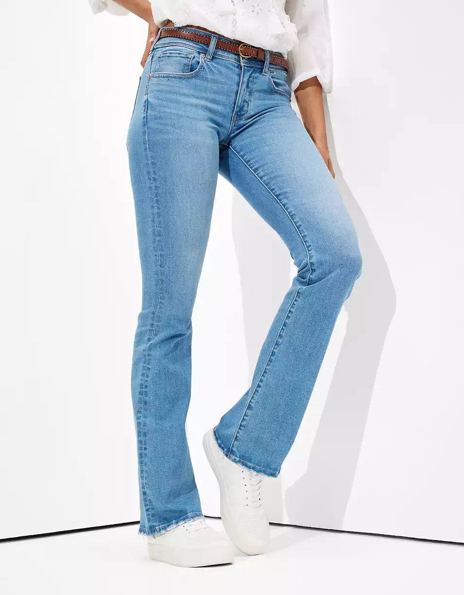 Buy American Eagle Women Blue Next Level Low-rise Kick Bootcut Jeans online