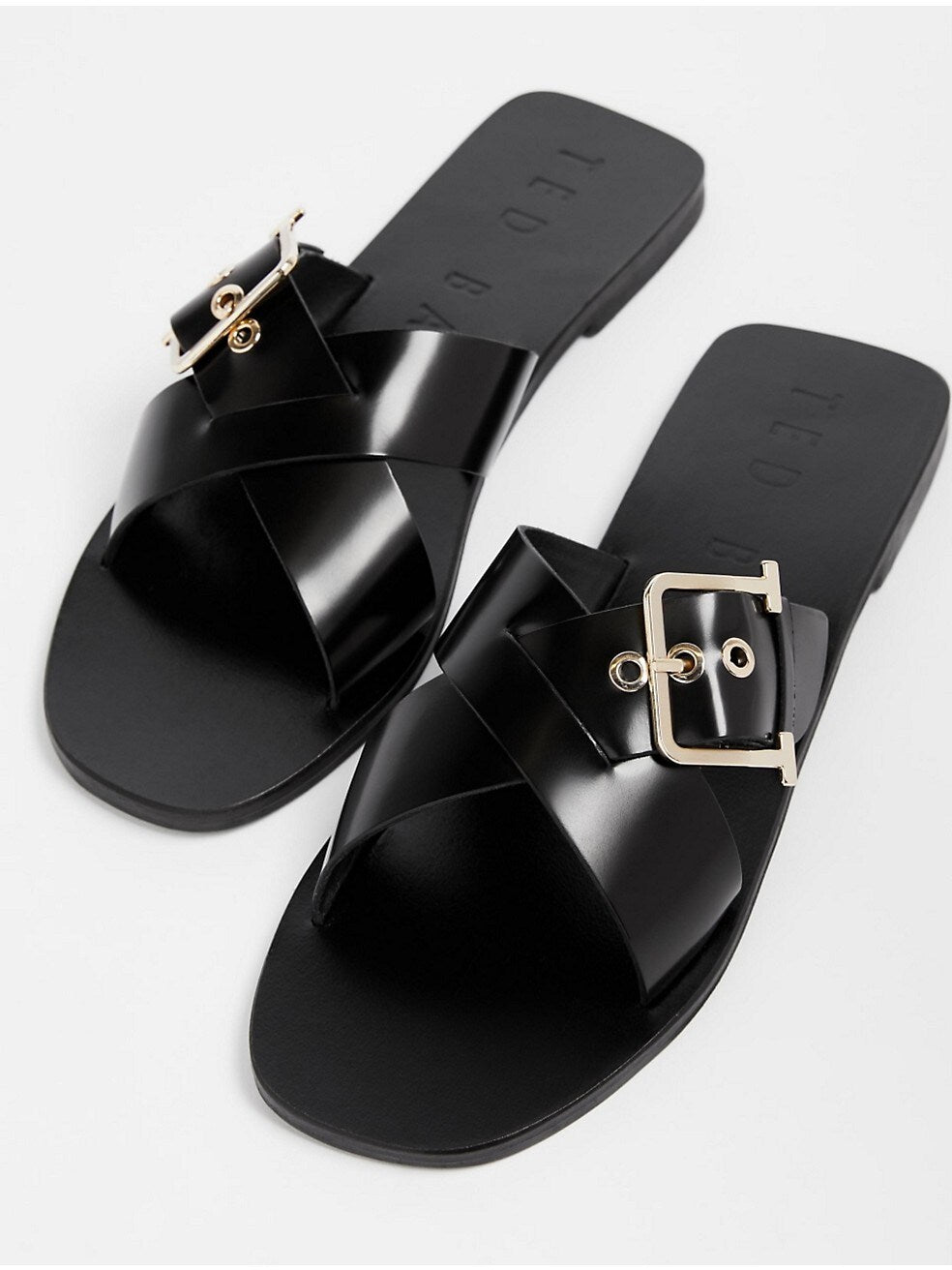 Ted Baker Joseei Flat Sandals Black Leather Woman s Size 9 EUR